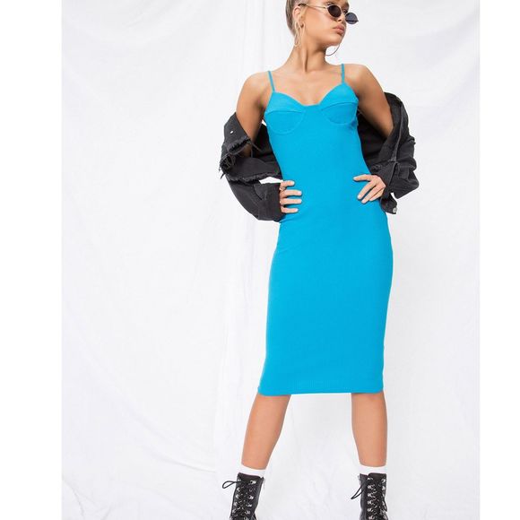 superdown Dresses & Skirts - superdown Leona Rib Midi Cami Dress Electric Blue